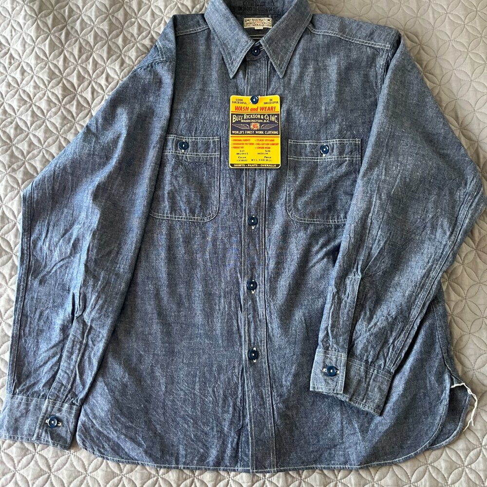 Buzz Rickson Japan Heritage Chambray Work Shirt – (US M / 15-15 1/2 / UK 38) - Picture 3 of 6